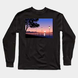 Night Light Sunset Blue Hour D20 Dice Tabletop RPG Maps and Landscapes Long Sleeve T-Shirt